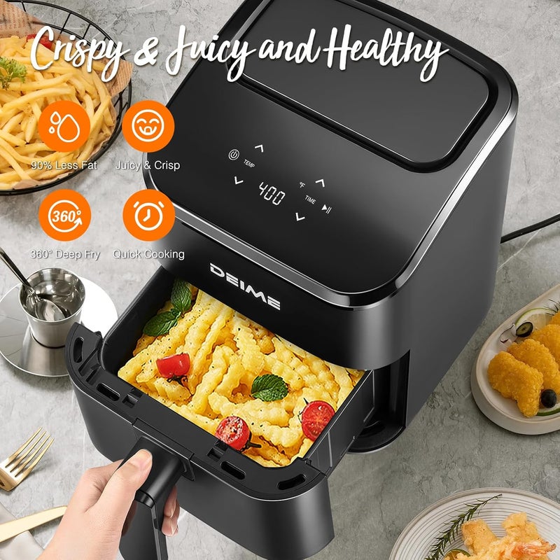 DEIME Air Fryer, Small Digital 3 Qt Airfryer Space Saving Compact, Bake, Reheat, Roasts for Quick Easy Meals, Mini Compact & Quiet, Nonstick & Dishwasher Safe Basket (Black) - Image 4